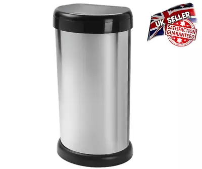 £33.99 • Buy Stylish & Modern Kitchen Bin 42L Silver Metal Effect Touch Lid No Finger Prints