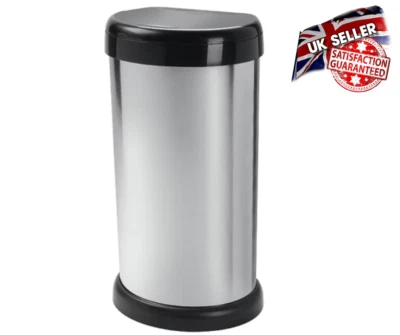 £33.99 • Buy Stylish & Modern Kitchen Bin 42L Silver Metal Effect Touch Lid No Finger Prints