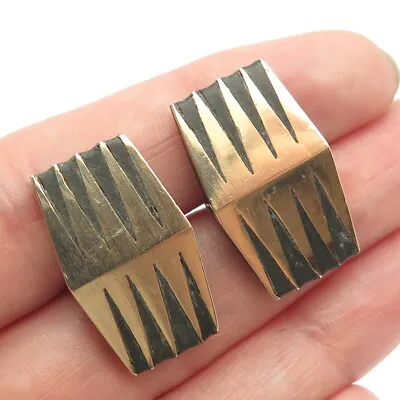 925 Sterling Silver 2-Tone Vintage Mexico Real Wood Modernist Cufflinks • $89.95