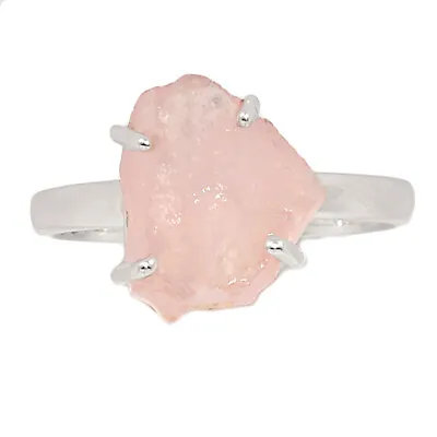Natural Morganite Rough - Madagascar 925 Silver Ring Jewelry S.9 CR23772 • $15.99