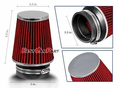 3.5 Inches 3.5  89 Mm Cold Air Intake Narrow Cone Filter Quality RED Chevrolet • $17.99