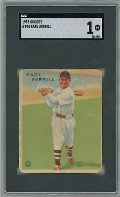 1933 Goudey #194 Earl Averill Cleveland Indians SGC 1 • $74.95