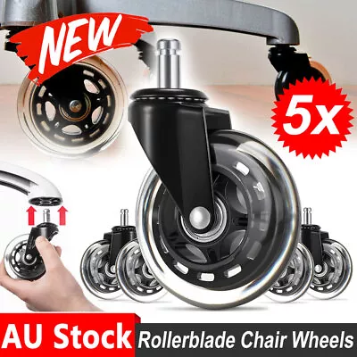 5x Universal Rollerblade Office Chair Wheels Swivel Caster Furniture Replacement • $23.45