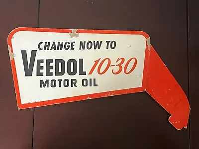Vintage Veedol Motor Oil Cardboard Sign Display Topper 12 + Rare! • $129.99