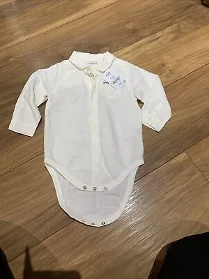 Next Baby Shirt Collar Long Sleeve Top Grow Bodysuit 9-12 Months Giggle Laugh • £20