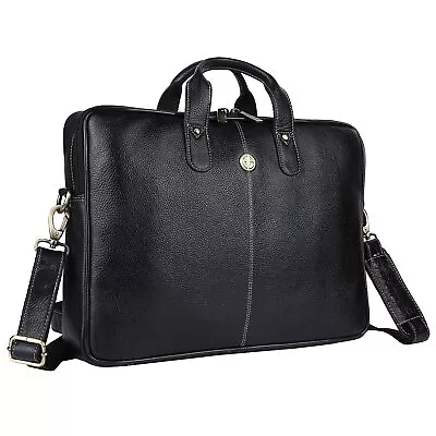 Men's Genuine Leather Laptop Formal Office Bag With Shoulder Strap Upto 15.6'' • $131.78