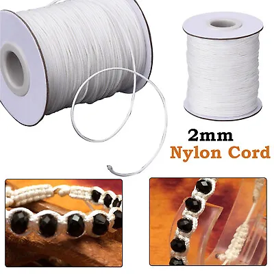 2MM Nylon Cord Rope Strings White Colour For Picture Hanging Making Jewellery • £1.49