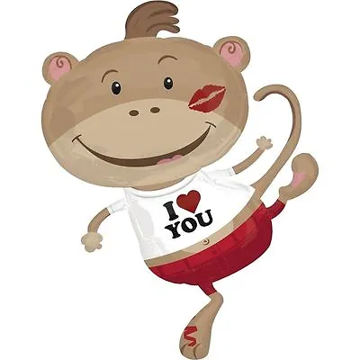 Monkey Loving Foil Balloon - I Love You Party Free Air Pumper Included • $8