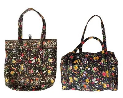 Set Of 2 VERA BRADLEY 90s Tavern On The Green Weekender Duffel & Large Tote Bags • $279