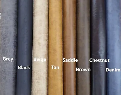 Faux Leather Upholstery Fabric AGED LOOK DISTRESSED STYLE FINISH (10 Colours) • £1.15