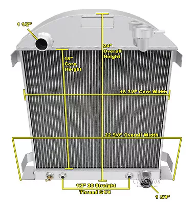 3 Row Western Champion Radiator For 1928 1929 Ford Model A (Chevy Configuration) • $242.19