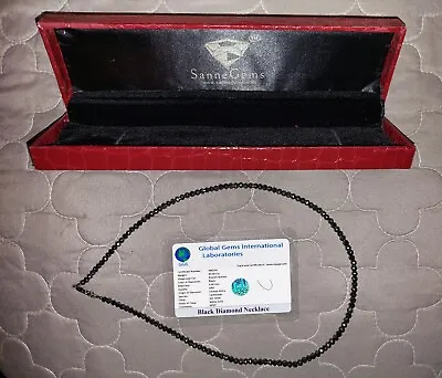 $229.99 • Buy AAA Black Diamond Necklace Wedding Diamond 4mm 925_Clasp Black 20 Inch