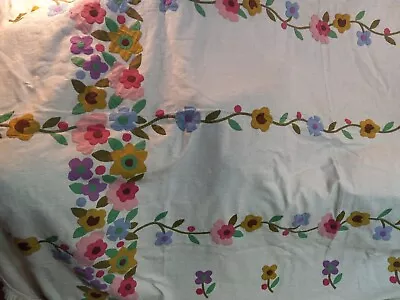 Antique Vintage Quilt Floral Applique 62x97 Summe🌺🌼 • $145