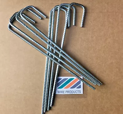 Steel J Pins Turf Garden Tent Peg 285mm X 50mm X 60mm X 6mm Ribbed Galvanized • £198