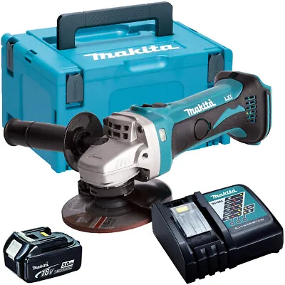 Makita DGA452Z 18V LXT 115mm Angle Grinder With 1 X 5.0Ah Battery Charger & Case • £238