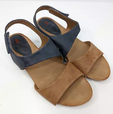 I Love Billy Sandals 9 Blue Brown Low Heeled Soft Non-Leather Upper Casual Work • $23