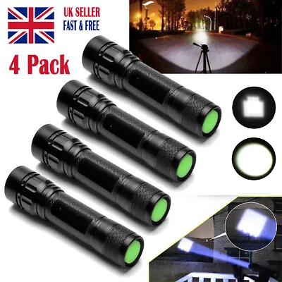 4Park SMALL TORCH Mini Handheld Powerful LED Zoom Tactical Pocket Flashlight • £17.04