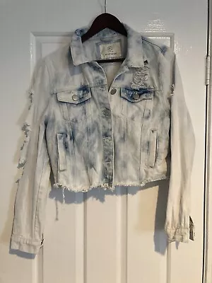 Cotton On Cropped Distressed Jean Jacket Size 12 • $20