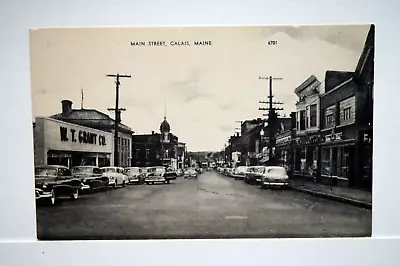 Postcard  Calais Maine Street Scene Old Cars W.T. Grant Store  Photolux Unposted • $4