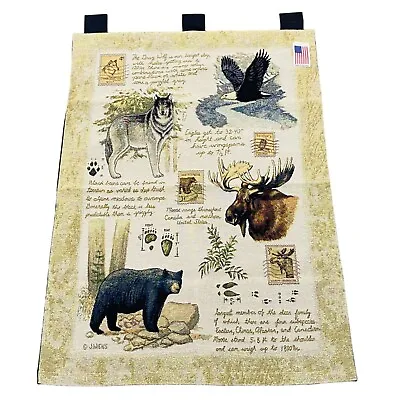 Wiens Great Outdoors Black Bear Gray Wolf Eagle Moose Tapestry Wall Hanging • $44.99