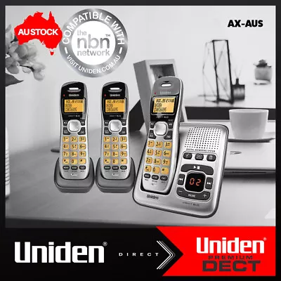 UNIDEN – DECT1735+2 TRIPLE HANDSET CORDLESS With ANSWERING MACHINE • $99.95