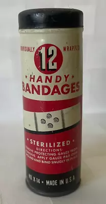 Vintage First Aid HANDY BANDAGES Sentinel 3.5  Tin Can FOREST CITY PRODUCTS • $12.99