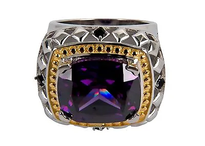 $197.99 • Buy New Mens Sterling Silver Bishop Clergy Ring, Purple Stone (SUBS166)