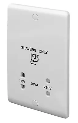 (LAP White Single Raised Slim Screwed Shaver Socket. ) • £16.99