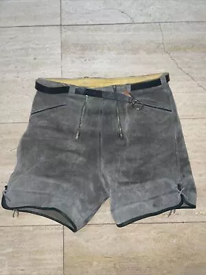 Vtg German Men Suede LEATHER LEDERHOSEN Shorts Gray • $50