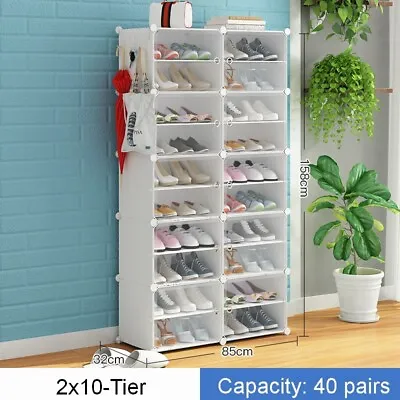 $69.99 • Buy Clear Door DIY Shoe Rack Storage Multi-Cube Organizer Cabinet Stackable Closet 