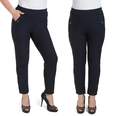 Womens Plus Size Trousers Straight Leg Stretch High Waist Pants M-5XL KZY-W015 • £9.99