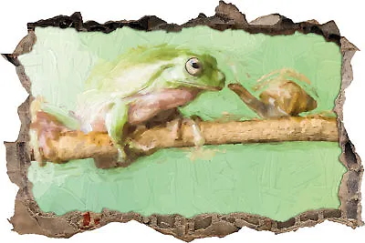 The Frog And The Snail Art Brush Effect - 3D Look Breakthrough Wall Tattoo • £17.20