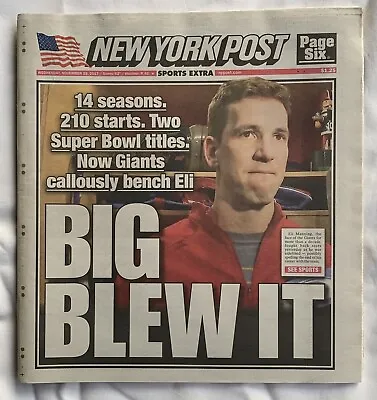 NY Post - Nov 29 & Dec 5 2017 - Giants Eli Benched Followed By Coach & GM Fired • £9.73