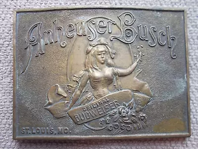 Anheuser Busch Budweiser St. Louis MO Belt Buckle Beer Breweriana Napoleon BRASS • $16.99