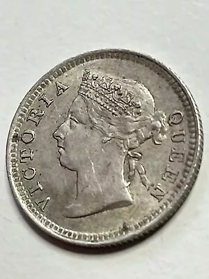 Hong Kong 1892 5 Cents - Queen Victoria Rare Coin 800 Silver British Royal Mint • £7.99