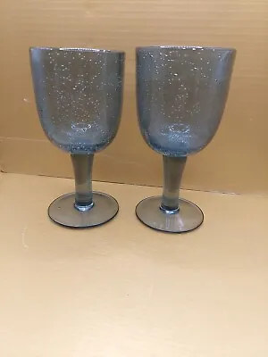 Storm Blue Bubbles Wine Glass Pair 16x8cm • £14.99