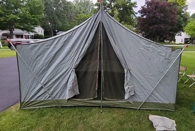 Vintage Vtg Canvas Family Camping Tent Eureka Riverside Large 8.5'x12   • $349.98