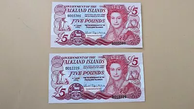 £5 Bank Notes Falkland Islands 2005 *2 Items* UNC Lot 32 • £18