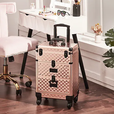 3/4 In 1 Makeup Case Trolley Extra Large Cosmetic Beauty Vanity Case Trolley New • £79.95