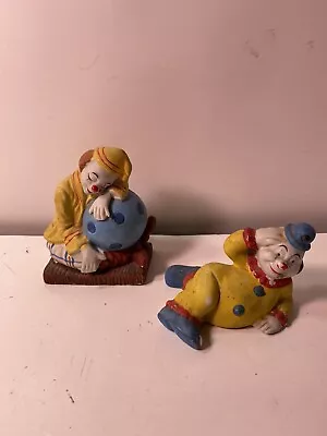 Vintage Set Of 2 Clowns Hi Mark Price Product Clown Frigurines • $19.99