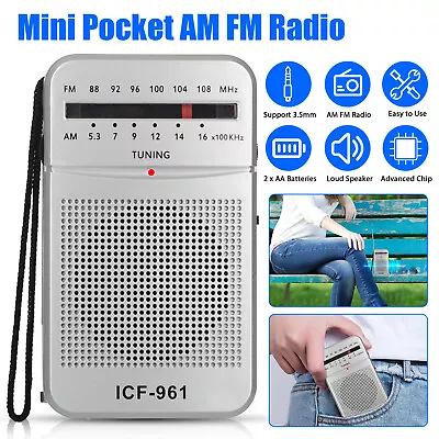 Portable Pocket Mini AM FM Radio Receiver Stereo Sound Speaker Battery Operated • $12.98