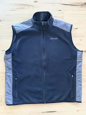 Spyder Vest Mens XXL Black/Gray Fleece Full Zip Pockets Outdoor • $27.99