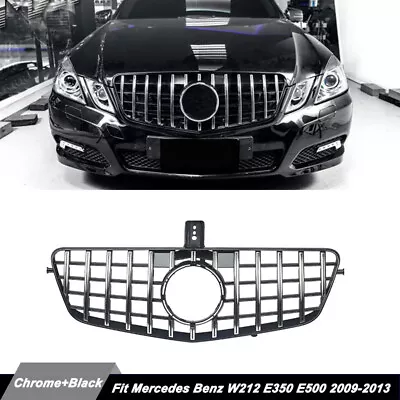 GT R Front Grille Chrome+Black For Mercedes Benz W212 E350 E500 E550 2009-2013 • $1179.99