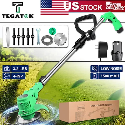 Tegatok 12V Cordless Grass String Trimmer Cutter Electric Weed Eater Lawn Edger • $39.99