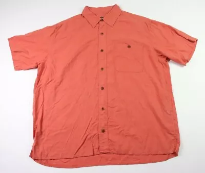 Orvis Hemp Tencel Short Sleeve Button Shirt Orange Pocket Men's Size Large • $17.99