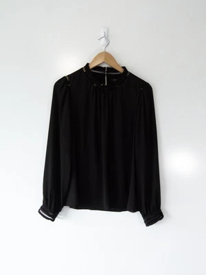 $19 • Buy FOREVER NEW Size 14 Dark Plum Long Sleeve Lace Trim Blouse