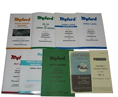 Myford Lathe Manual Instruction Parts Super 7 ML7 ML7-R ML10 Direct From Myford  • £18.50