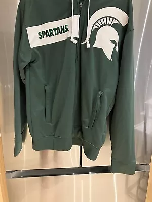 Michigan State  Spartans  Green  Hoodie Full Zip Up Jacket Men's Adult  Medium • $21.51