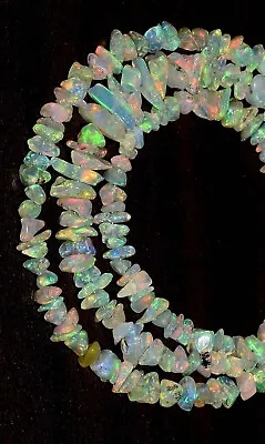 Ethiopian Opal Gemstone 925 Silver 18  Strand Necklace 4/6 Mm Uncut Beads Mn06 • $20.79