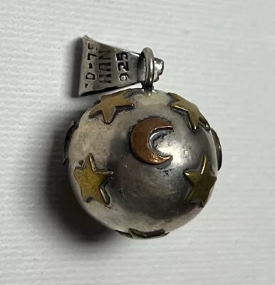 VTG Sterling Silver - MEXICO TAXCO Stars Moon Ball Jingle Bell Necklace Pendant • $60